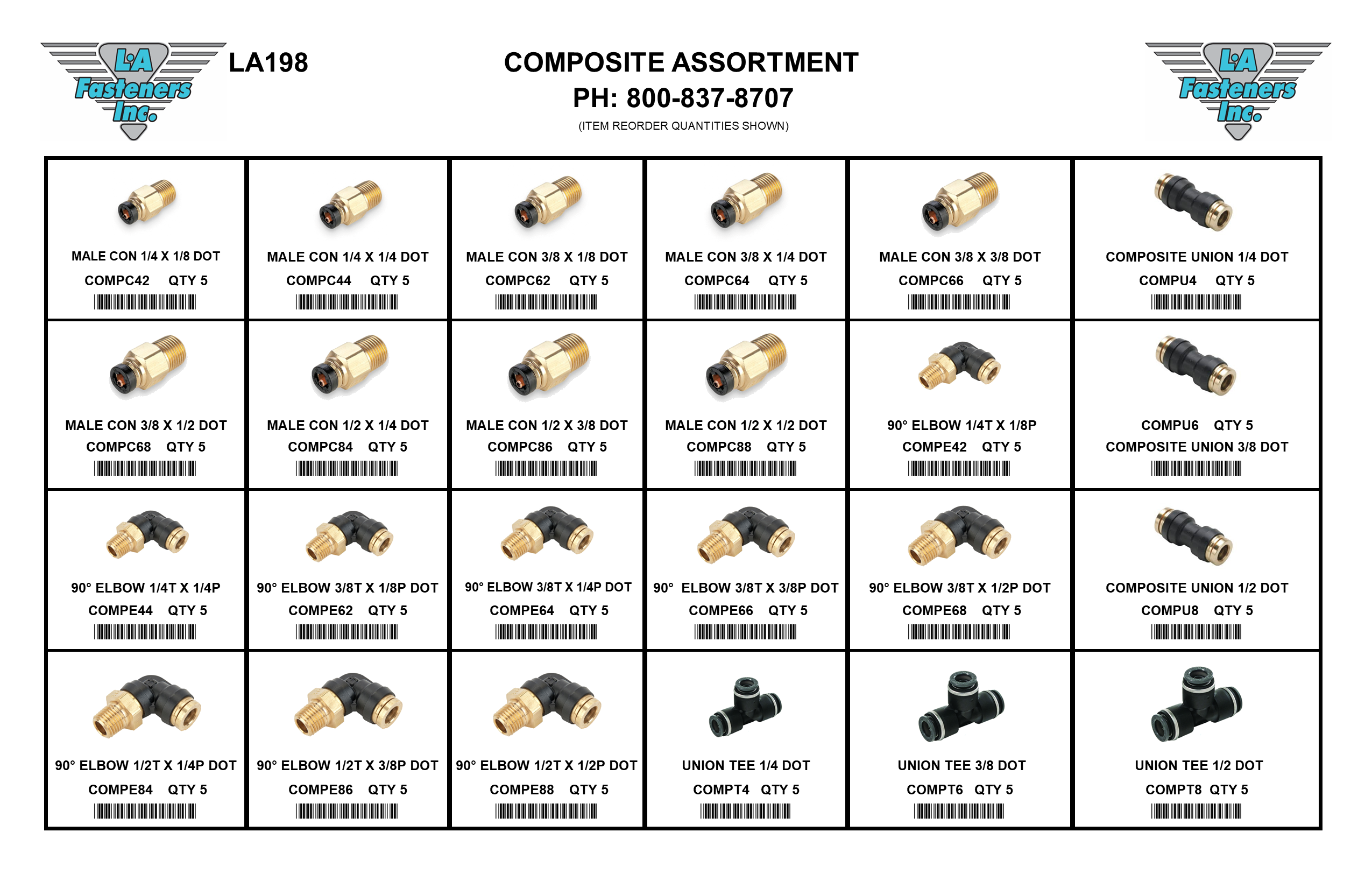 ASSORTMENTS-PUSHLOK COMPOSITE 1/4-1/2 CONNECTORS ELBOWS UNIONS AND TEES